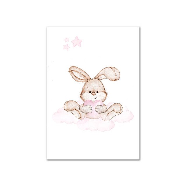 Bunny Giraffe Bear Picture Cute Wall Art