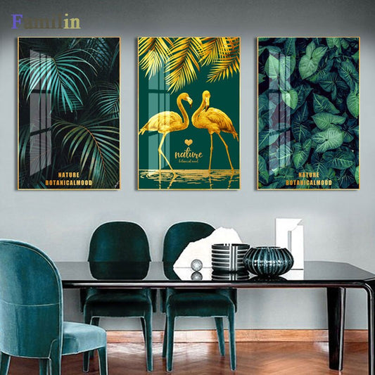 Green And Gold Monstera Plant Painting
