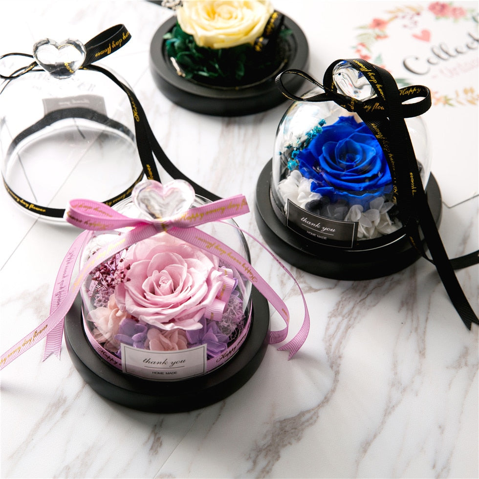 Exclusive Rose In Glass Dome With Lights
