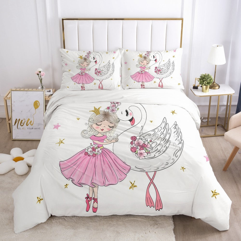 Girls Princess Cartoon Bedding Set