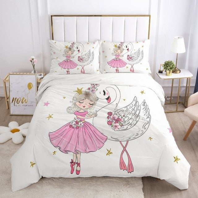 Girls Princess Cartoon Bedding Set