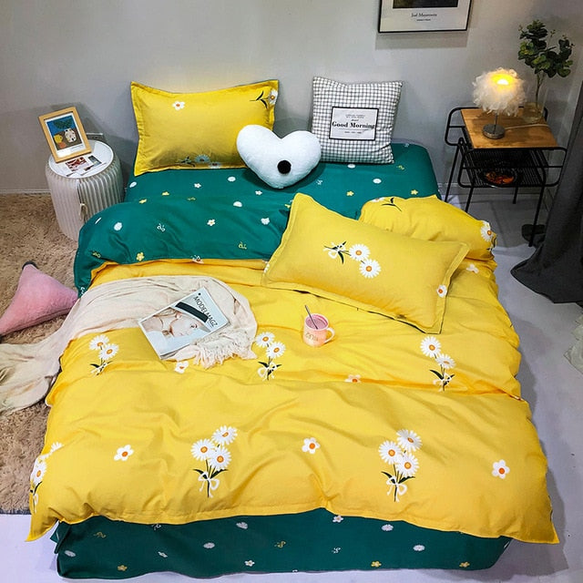 Textile Cyan Cute Cat Kitty Duvet Cover