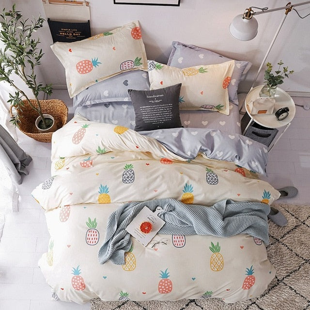 Textile Cyan Cute Cat Kitty Duvet Cover