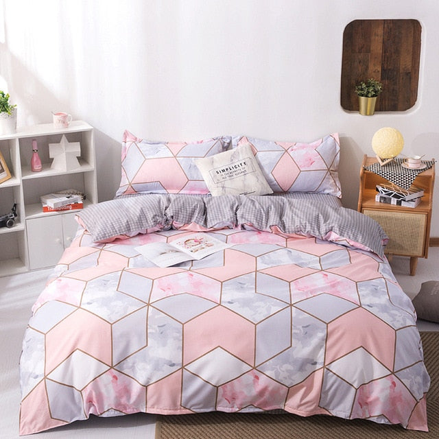 Textile Cyan Cute Cat Kitty Duvet Cover