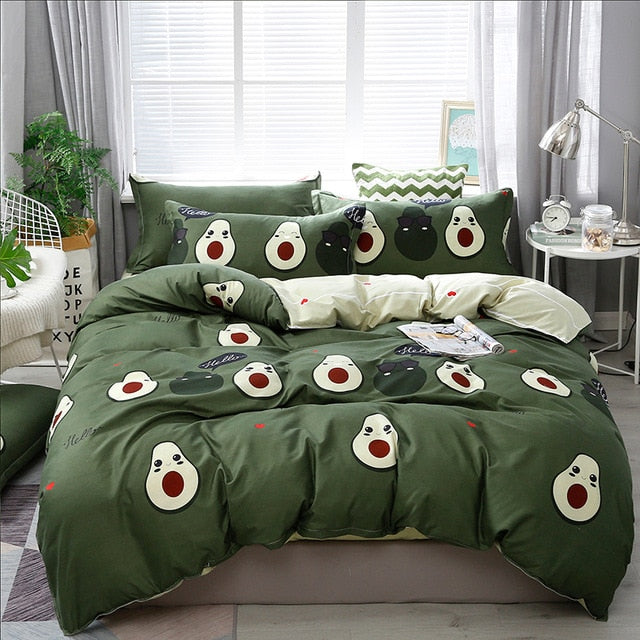 Textile Cyan Cute Cat Kitty Duvet Cover