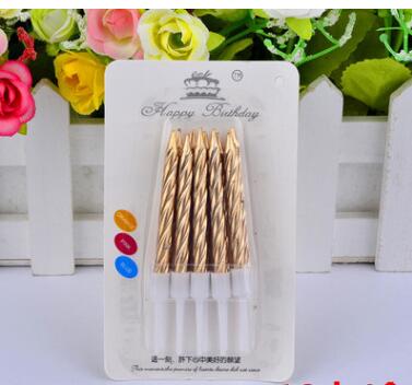 Thread color birthday candles with stand cake candle