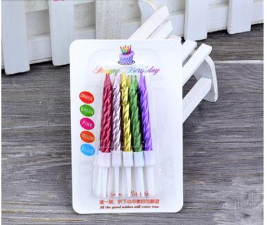 Thread color birthday candles with stand cake candle