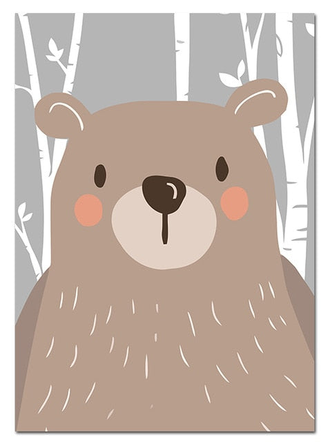 Forest Animals Canvas Painting On The Wall