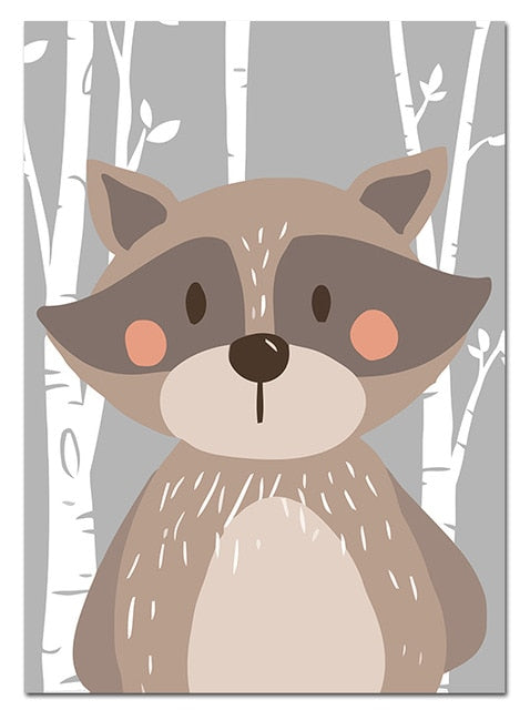 Forest Animals Canvas Painting On The Wall