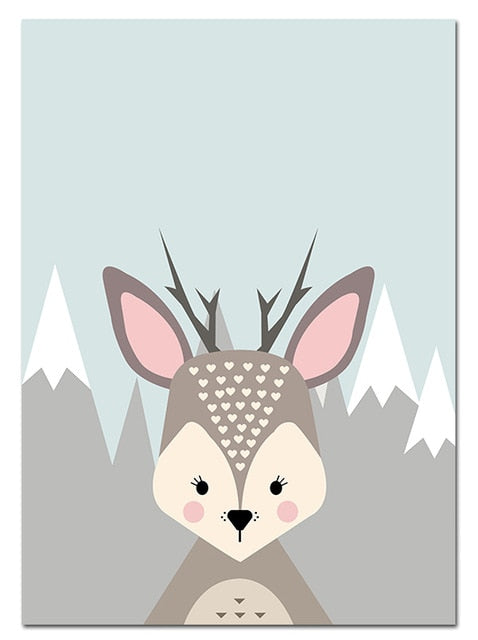 Forest Animals Canvas Painting On The Wall