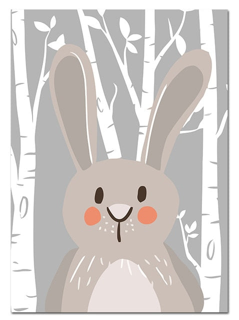 Forest Animals Canvas Painting On The Wall