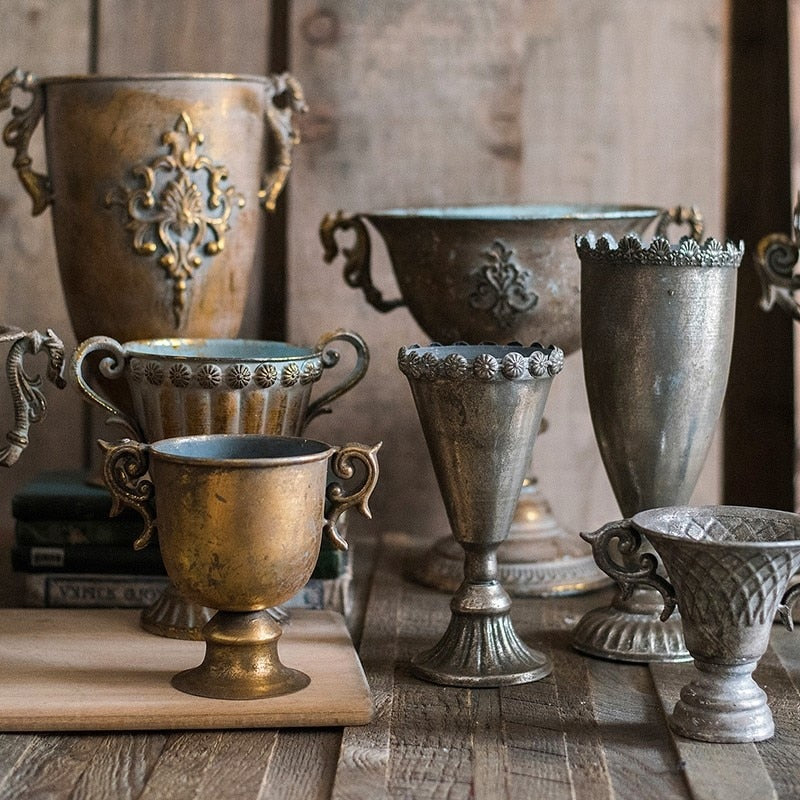 Golden Silver European Flower Pot Goblet Classical