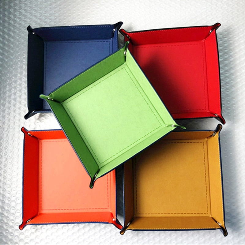 Foldable Storage Box PU Leather Square Tray
