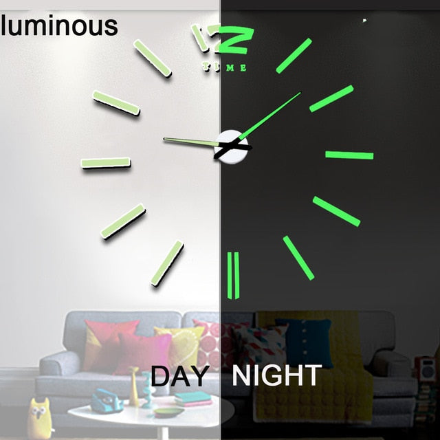 3d Luminous Real Big Wall Clock Sticker