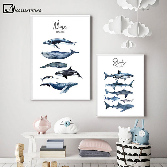 Nautical Sea Nursery Painting Whale Shark