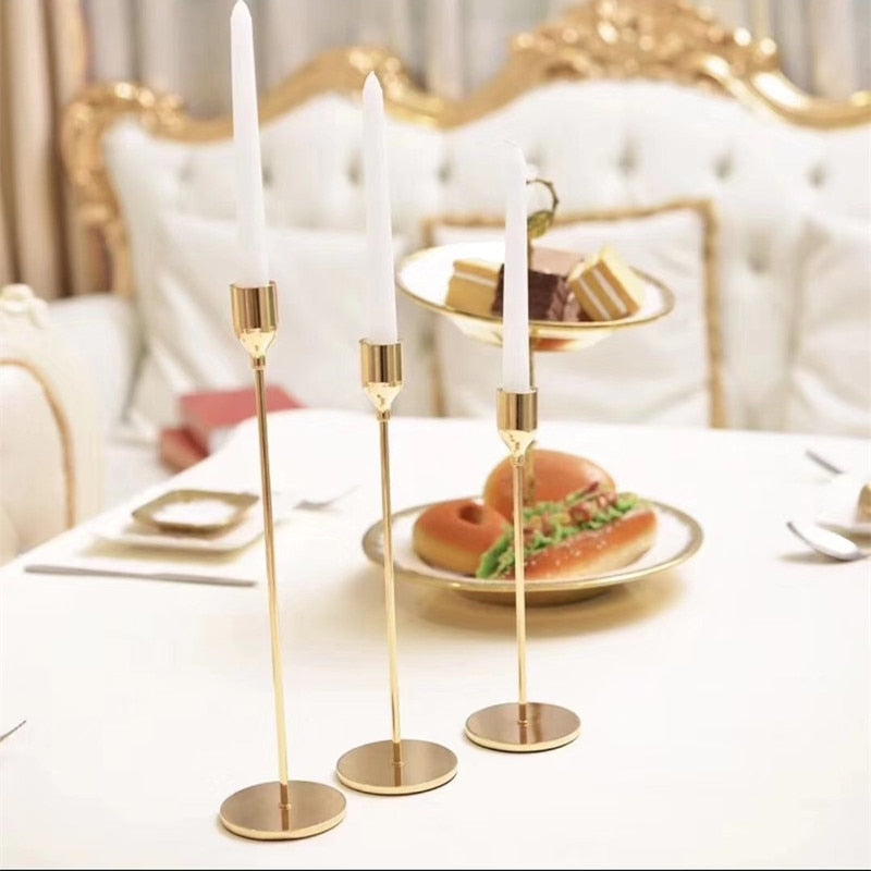 Metal Candle Holder Simple Golden Wedding Decoration