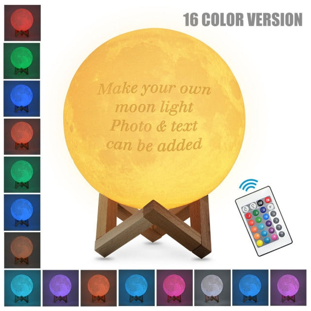 Customized 3D Print LED Moon Light