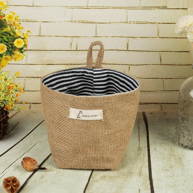 Small Sack Stripe Dot Hanging storage basket