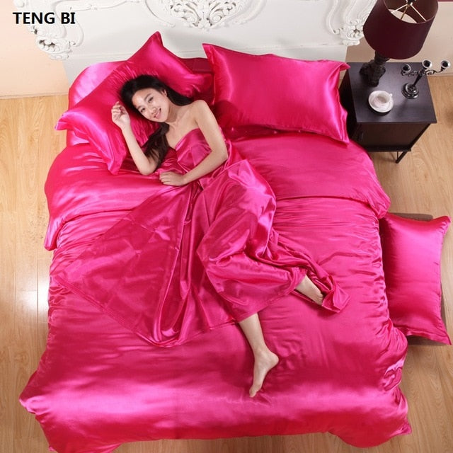 Pure Satin Silk Bedding Set Pillowcases