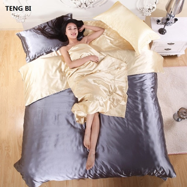 Pure Satin Silk Bedding Set Pillowcases