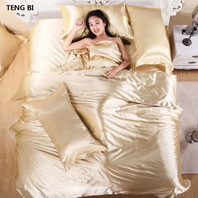 Pure Satin Silk Bedding Set Pillowcases