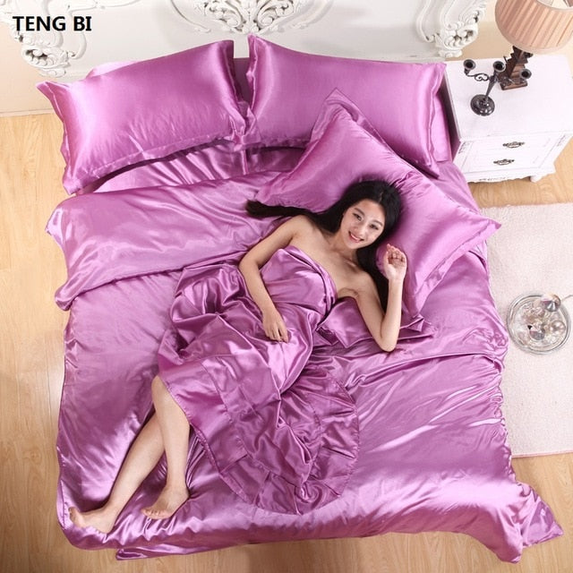 Pure Satin Silk Bedding Set Pillowcases
