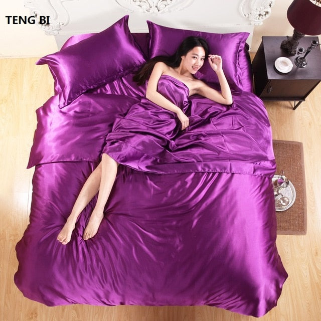 Pure Satin Silk Bedding Set Pillowcases