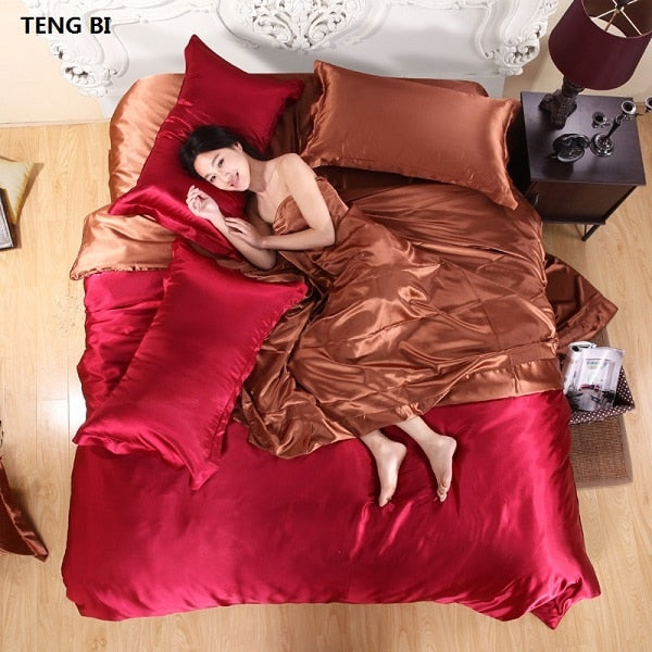 Pure Satin Silk Bedding Set Pillowcases