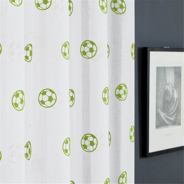 Football Curtains Embroidered Tulle