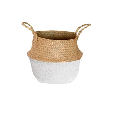 Baskets Foldable Laundry Straw Patchwork