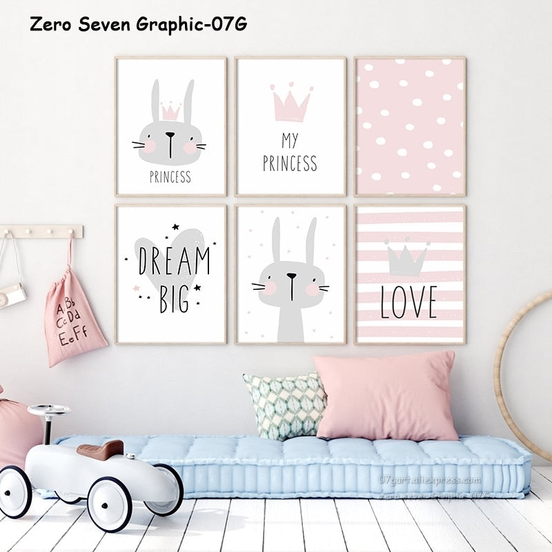 Lovely Nordic Love Crown Rabbit Poster