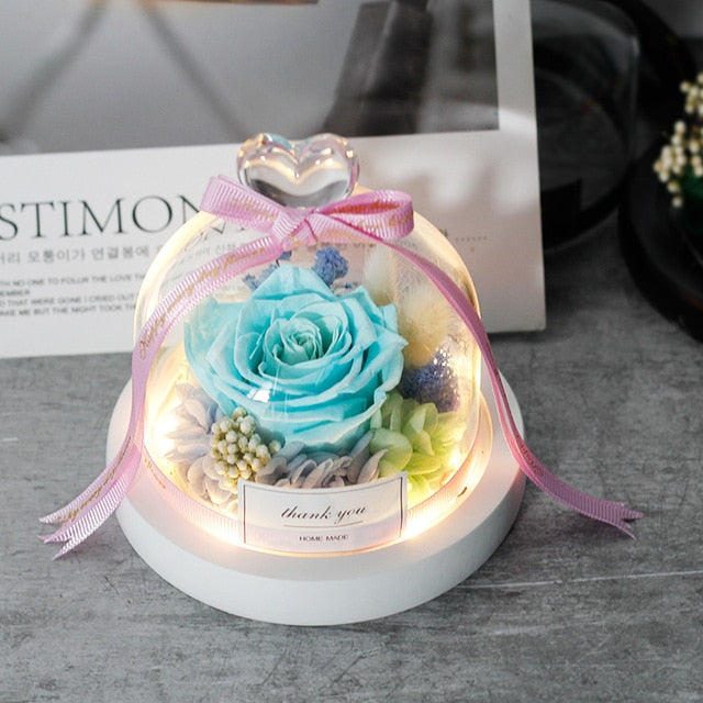Exclusive Rose In Glass Dome With Lights