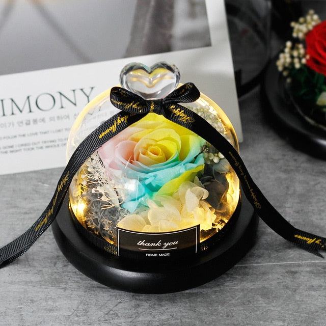 Exclusive Rose In Glass Dome With Lights