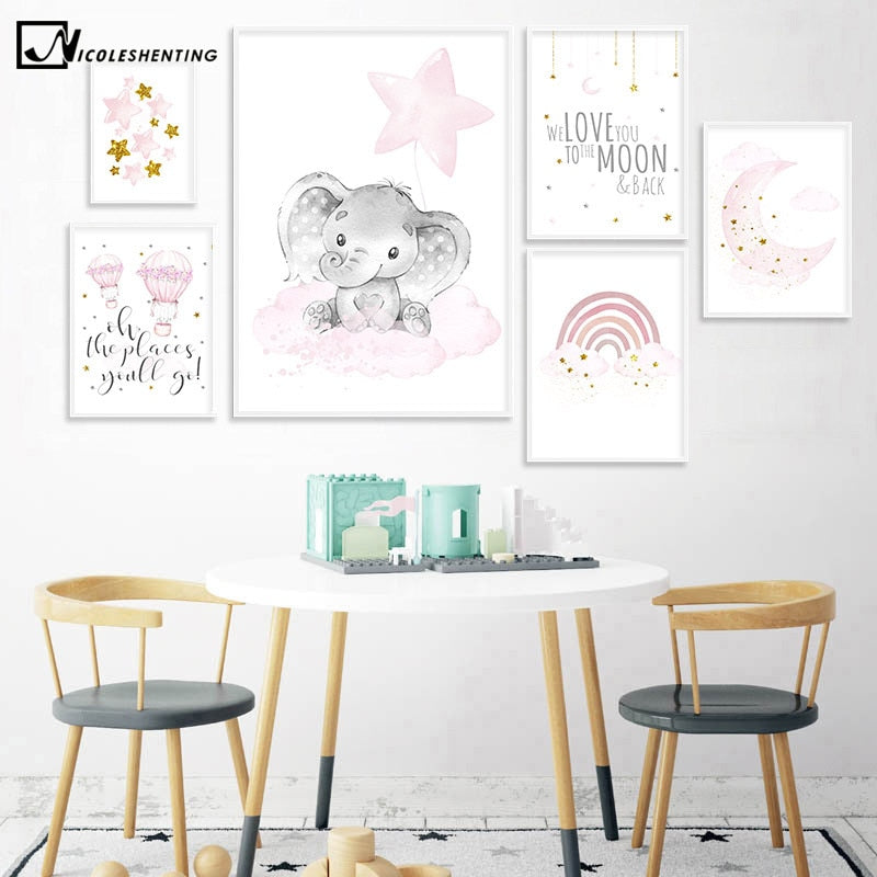 Rainbow Painting Calligraphy Kids Girl Bedroom Decoration