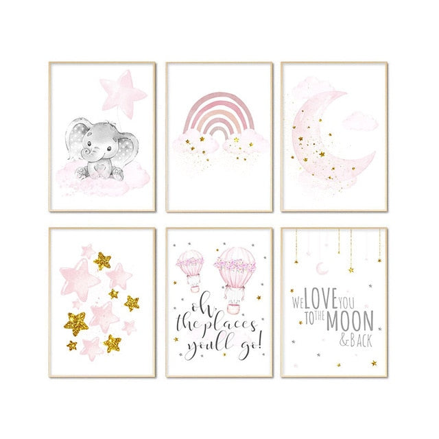 Rainbow Painting Calligraphy Kids Girl Bedroom Decoration