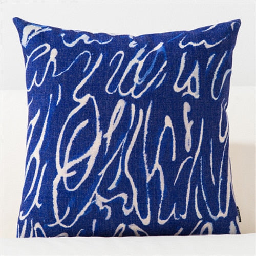Throw Pillow Case Blue Geometric Cushion