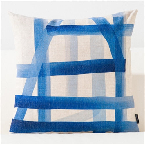 Throw Pillow Case Blue Geometric Cushion