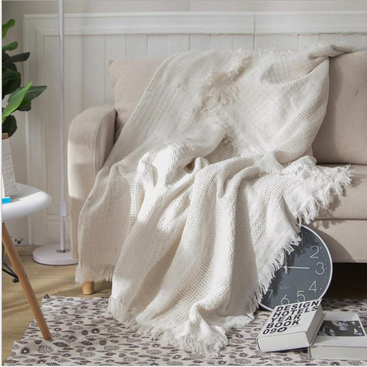 Cotton Knitted Throw Blanket Double-sided