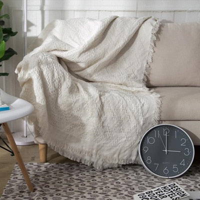 Cotton Knitted Throw Blanket Double-sided