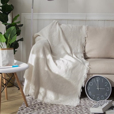 Cotton Knitted Throw Blanket Double-sided