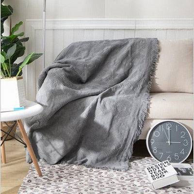 Cotton Knitted Throw Blanket Double-sided