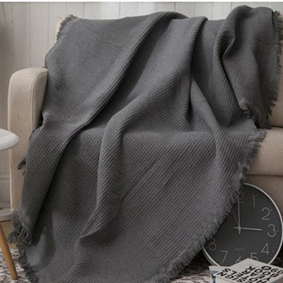 Cotton Knitted Throw Blanket Double-sided