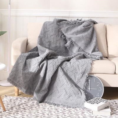 Cotton Knitted Throw Blanket Double-sided