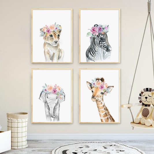 Flower Animal Canvas Poster Wall Art Print