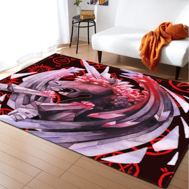 Unicorn 3D Printed Carpet Cartoon Child Bedroom