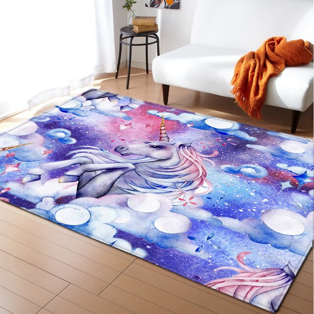 Unicorn 3D Printed Carpet Cartoon Child Bedroom