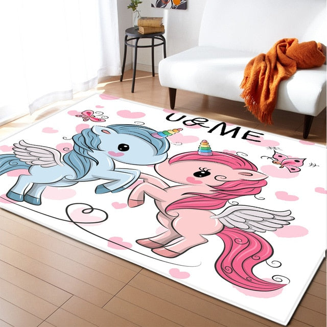 Unicorn 3D Printed Carpet Cartoon Child Bedroom