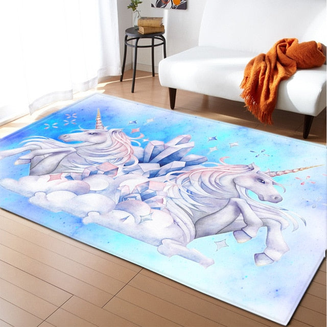 Unicorn 3D Printed Carpet Cartoon Child Bedroom