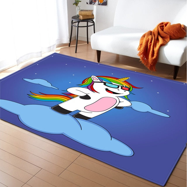 Unicorn 3D Printed Carpet Cartoon Child Bedroom