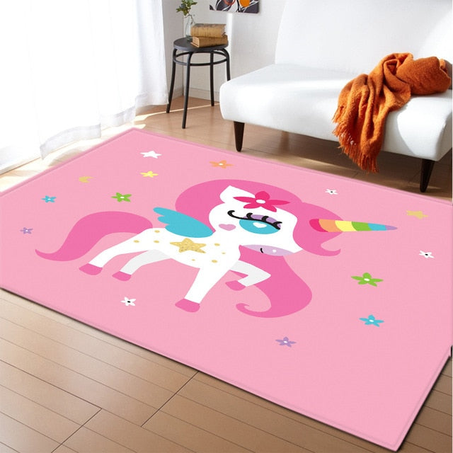 Unicorn 3D Printed Carpet Cartoon Child Bedroom